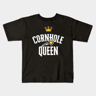 Cornhole Queen Shirt Funny Bean Bag Sack Toss Tournament Winner Kids T-Shirt